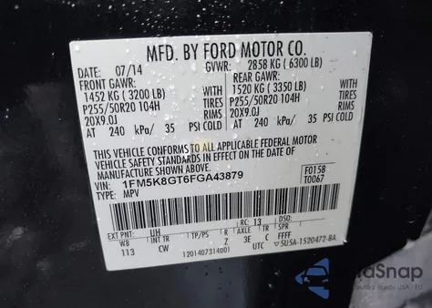 2015 Ford Explorer Sport z USA, uszkodzony, nr VIN 1FM5K8GT6FGA43879